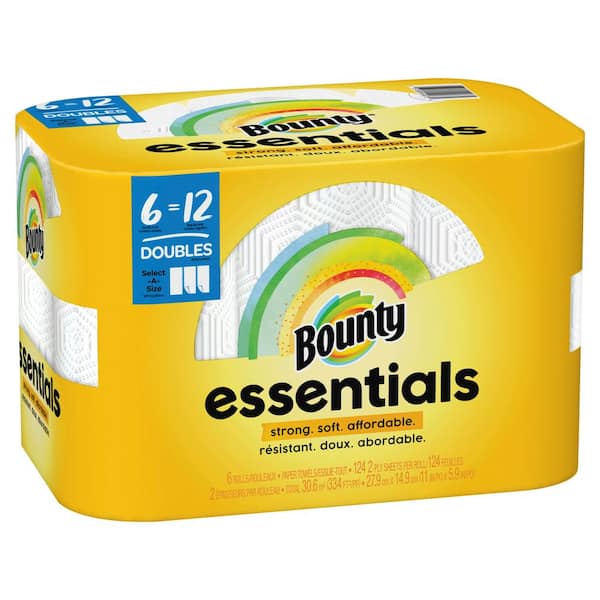 Bounty Essentials, White, Select-a-Size Paper Towel Roll (6 Double Rolls) 003700049073